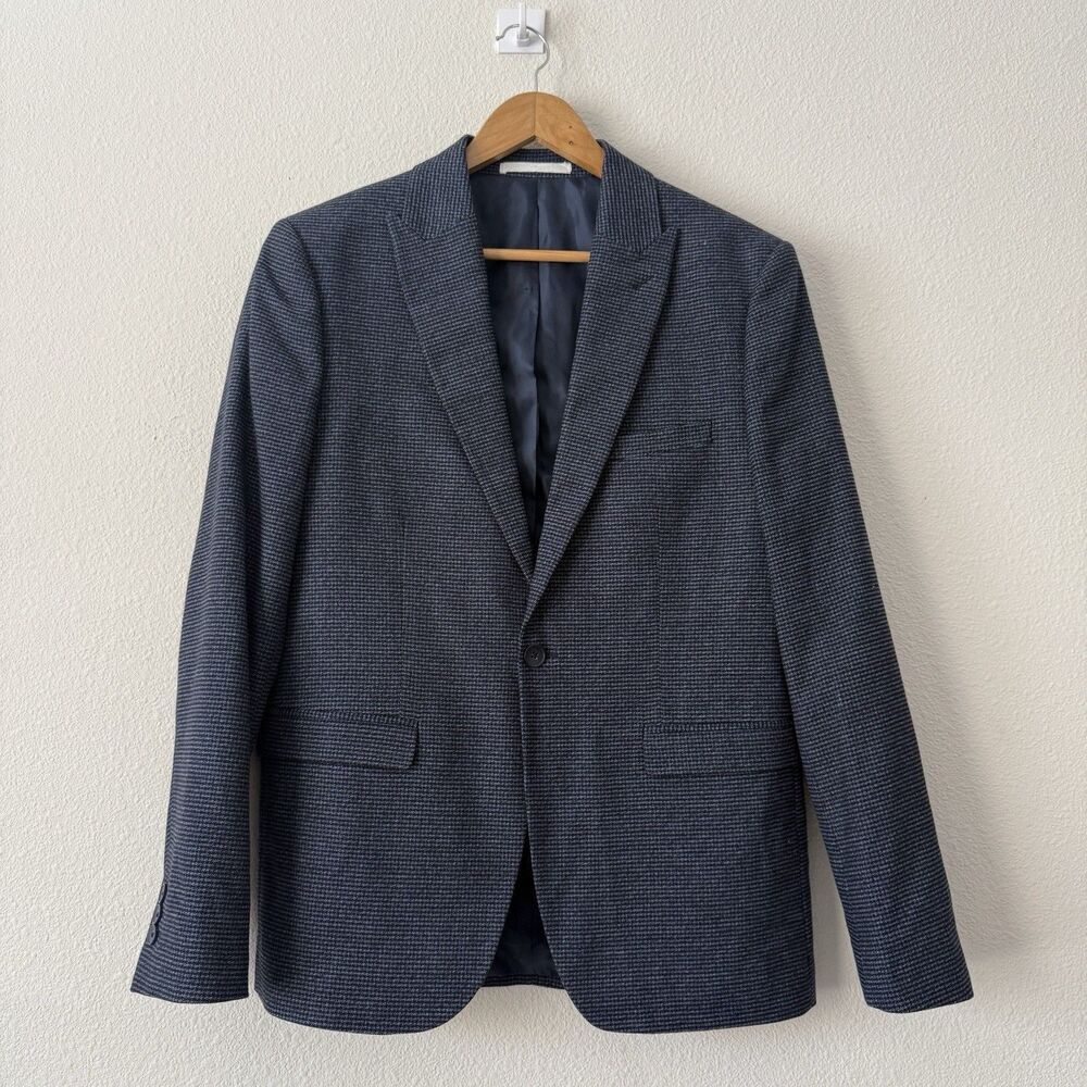Moss London Blazer Sport Coat Men’s 50 Blue Slim Fit 2-Button Single Breasted